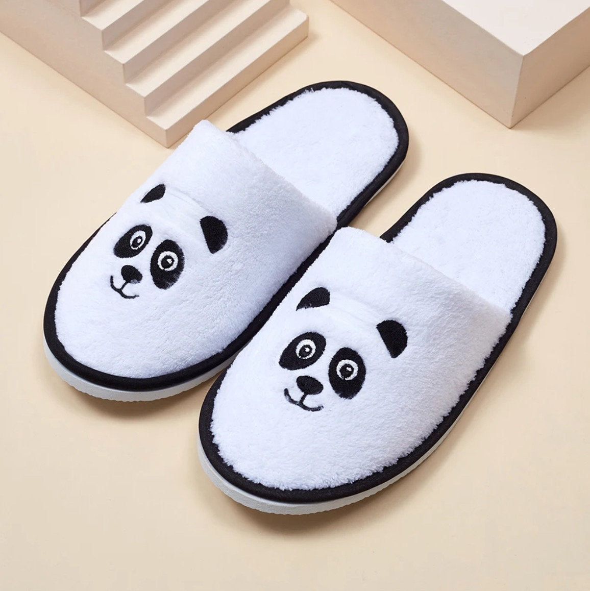 Personalized Panda Slippers for Girls – Custom Plush Slippers, Spa Party Birthday Gift