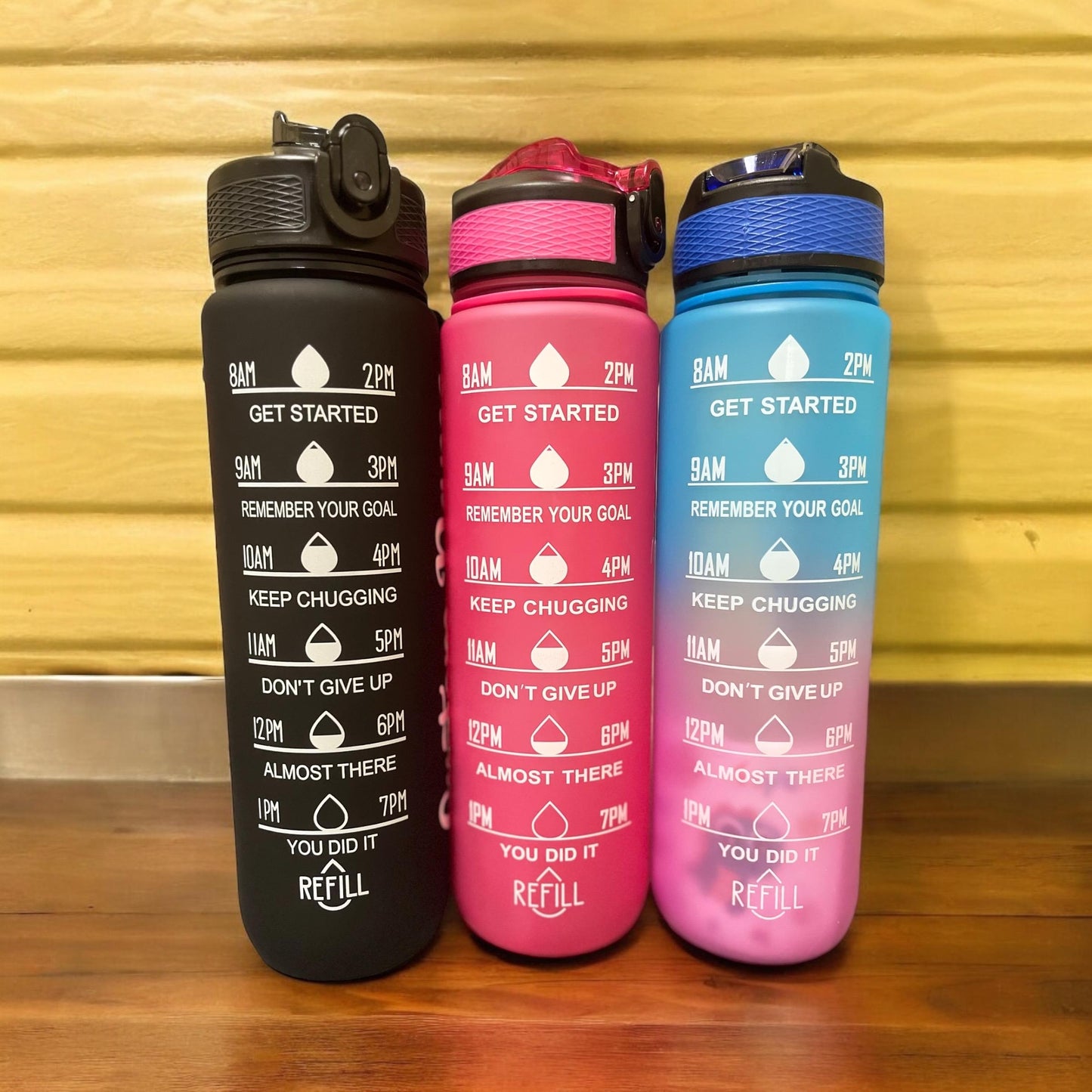 Personalized Water Bottle with Time Marker: Leakproof Fitness Bottle