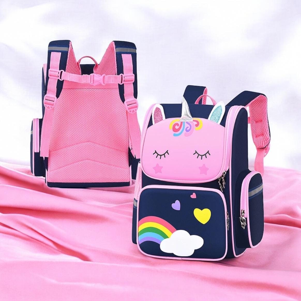 Personalized Unicorn Backpack: Glitter Name, Rainbow Bookbag
