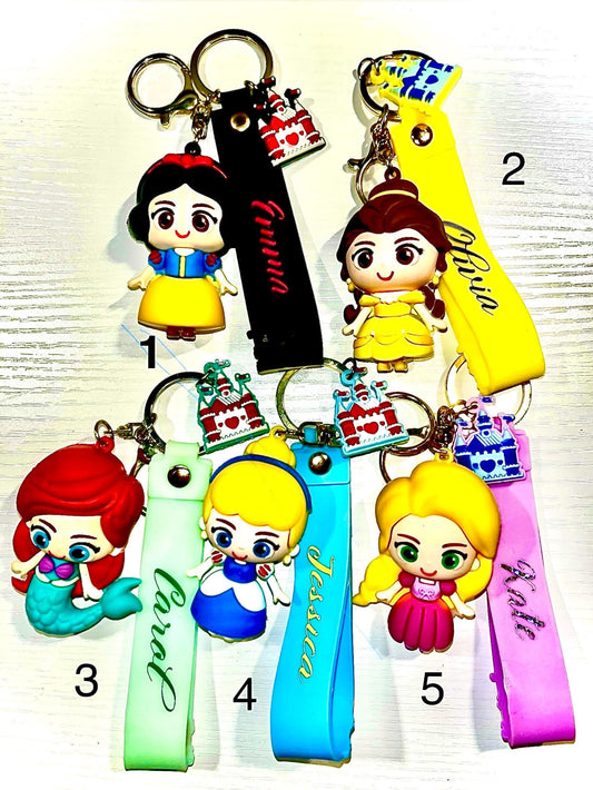 Cute Personalized Keychains, Bookbag Backpack Lunch Box Key Chain Fob, Inspired Princess Superhero Themed Tags for Diaper Bag