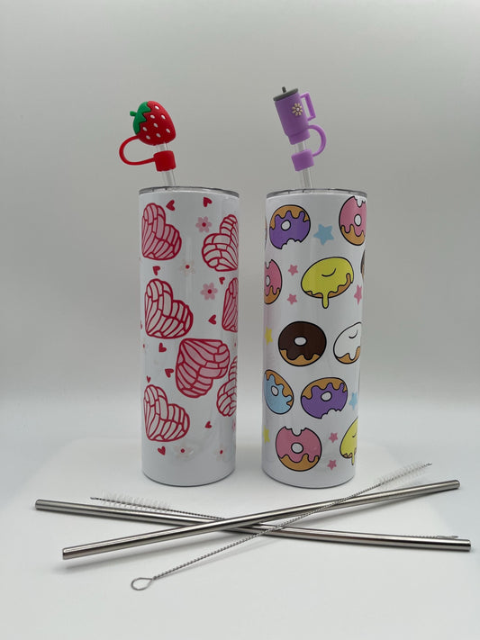 Chick Valentine's day Tumbler 20oz , Skinny Tumbler Cup with Straw & Lid, Gift Ideas, Cute, Tumbler, Heart and Donut Spread Cheer, chic gift
