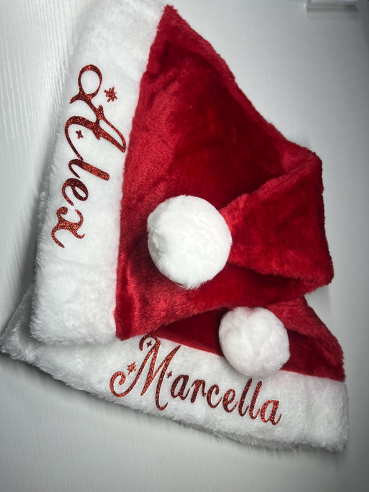 SALE Personalized Santa Hat, Customized Santa Hats, Custom Christmas Hats, Santa Hats, Holiday Hats, Velvet Santa Hats for Adult and kids