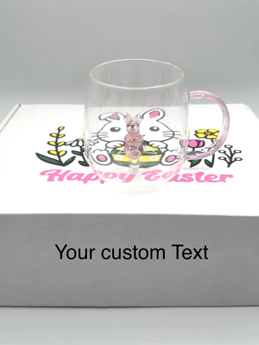 Set of 2, 4, 6 glass mug, Easter gift, Gift for birthday, Personalized Glassware Gift Set in a Beautifully Packaged Box with Bow, glass cup