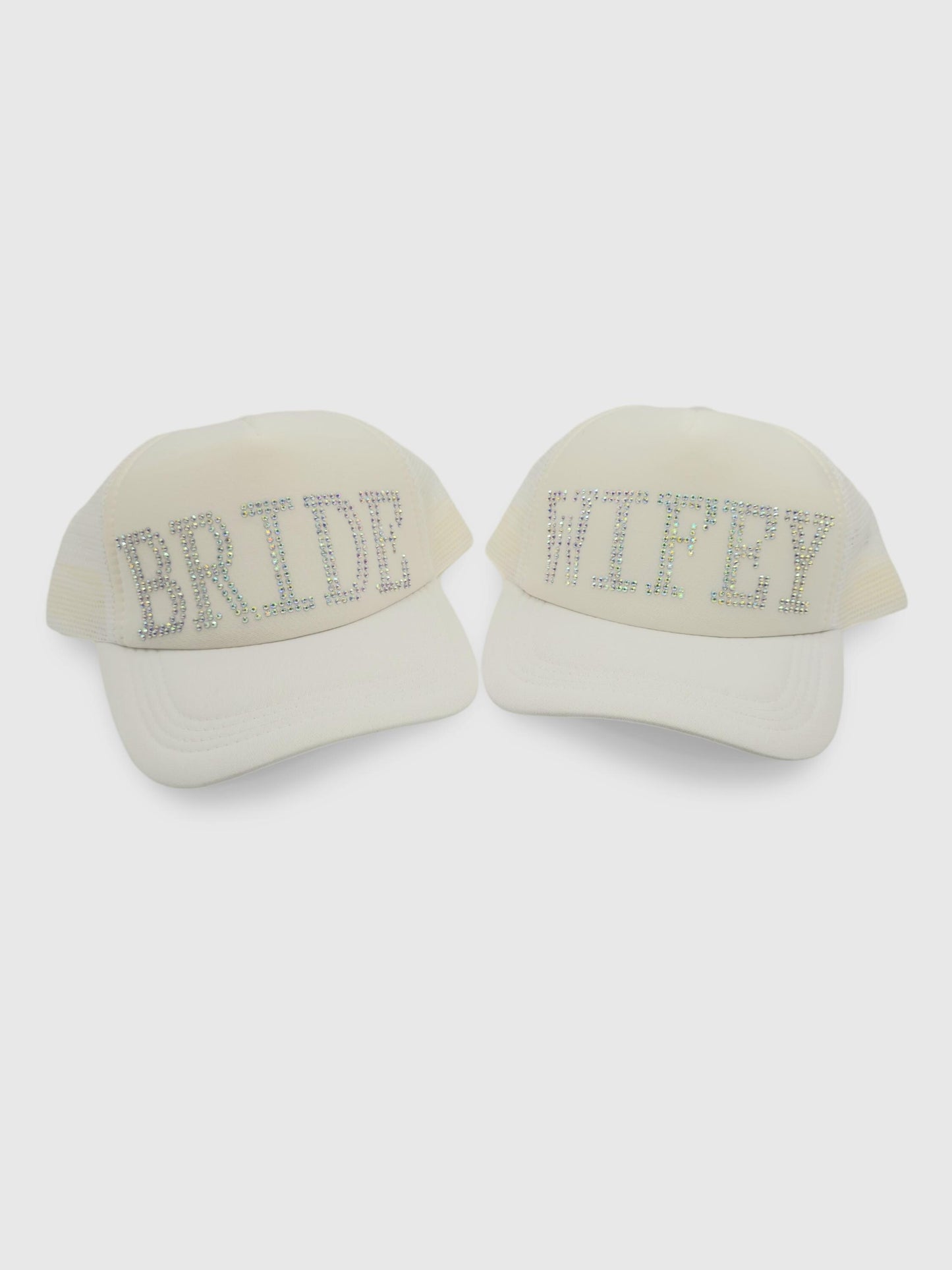 Rhinestone Bride - Wifey Sun Hat – Stylish Cap, Sparkling white Glitter Hat, Fashionable Women's Hat, Summer Mesh Cap,