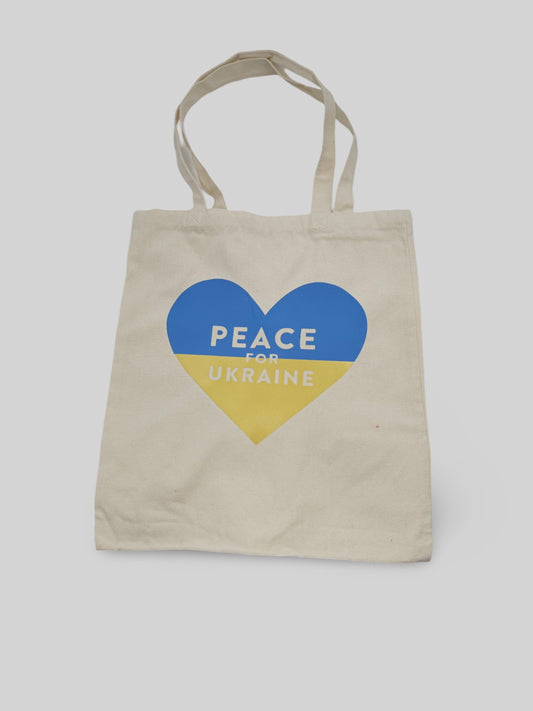 Natural Cotton Tote Bag - Sunflower & Heart Glasses Design | Ukrainian Flag Colors | Eco-Friendly, Reusable Shopping Bag