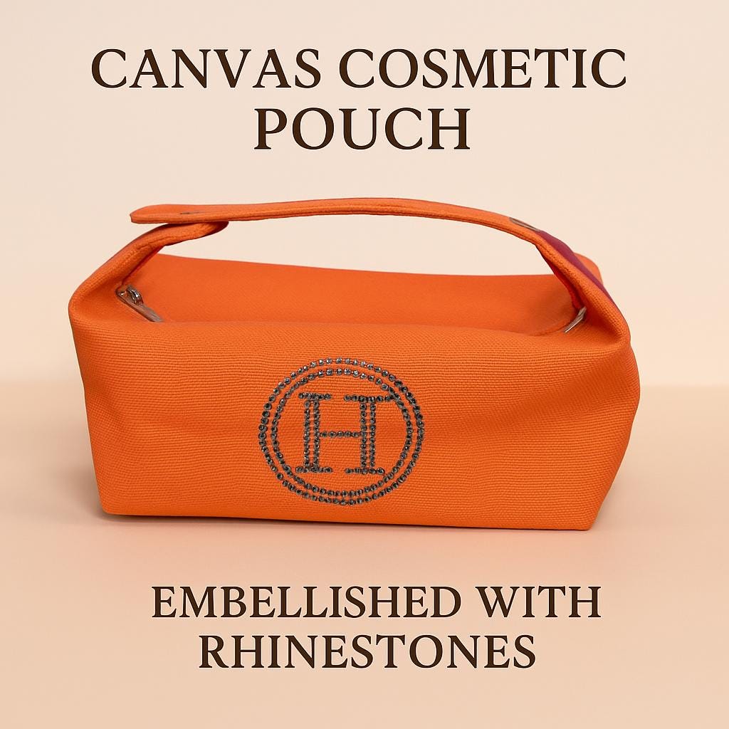 Crystal Monogram Makeup Bag – Personalized Toiletry Pouch, Bridesmaid Gift