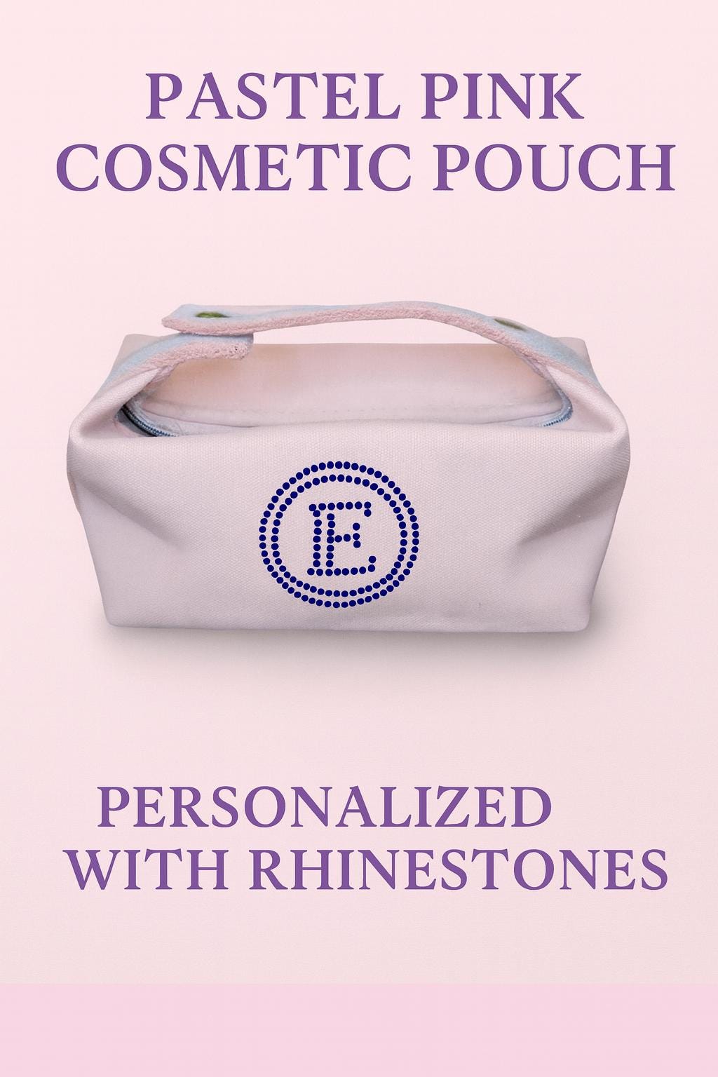 Crystal Monogram Makeup Bag – Personalized Toiletry Pouch, Bridesmaid Gift