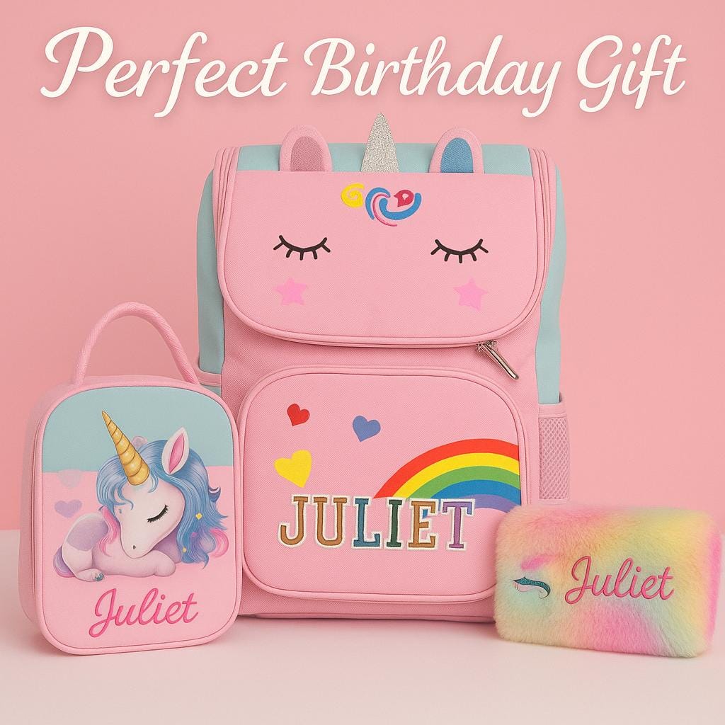 Personalized Unicorn Backpack: Rainbow School Bag