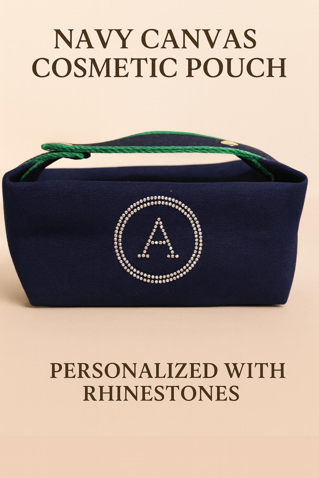 Crystal Monogram Makeup Bag – Personalized Toiletry Pouch, Bridesmaid Gift