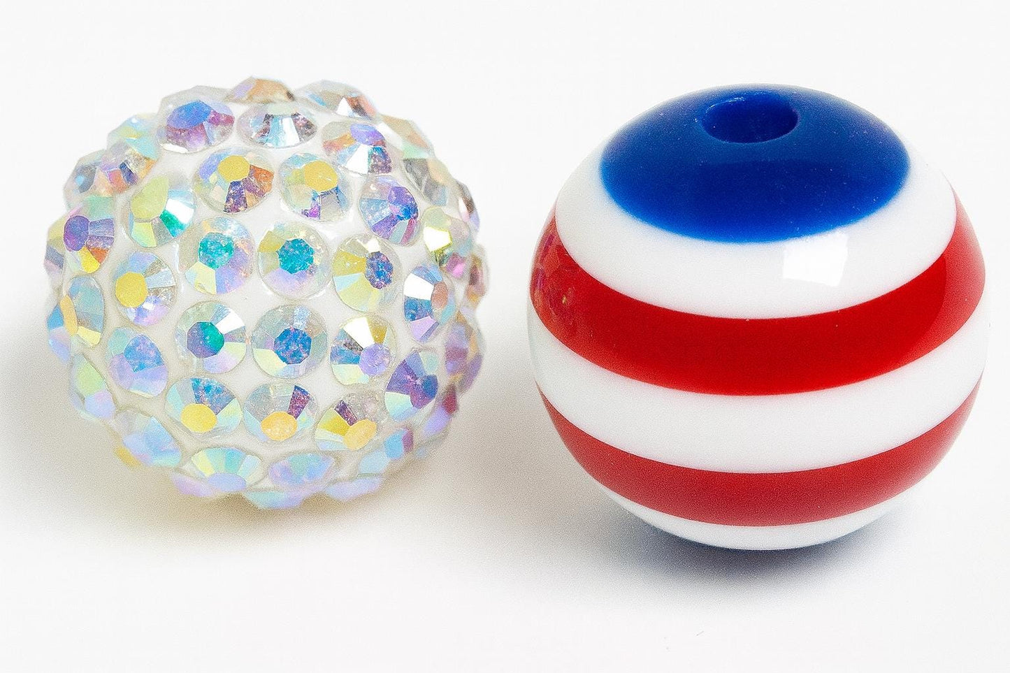 20mm Bubblegum Beads – Chunky Acrylic Beads Red White Blue for Crafts (20 pcs)