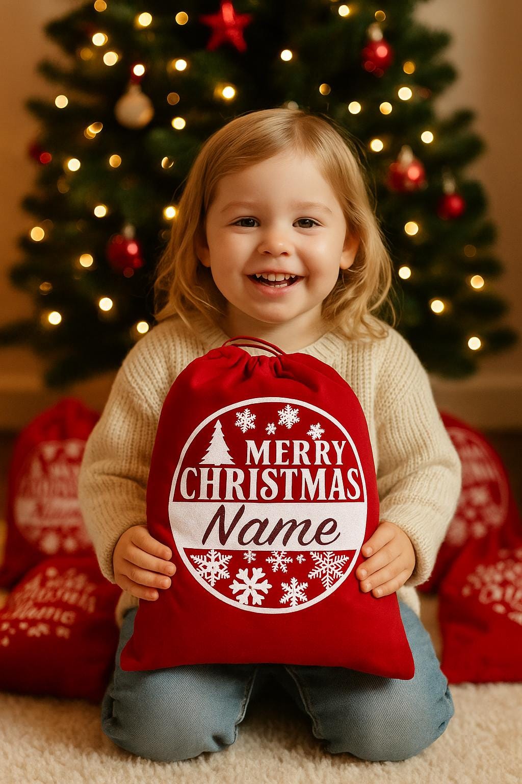 Personalized Velvet Santa Sack | Corporate Christmas Gift Bag