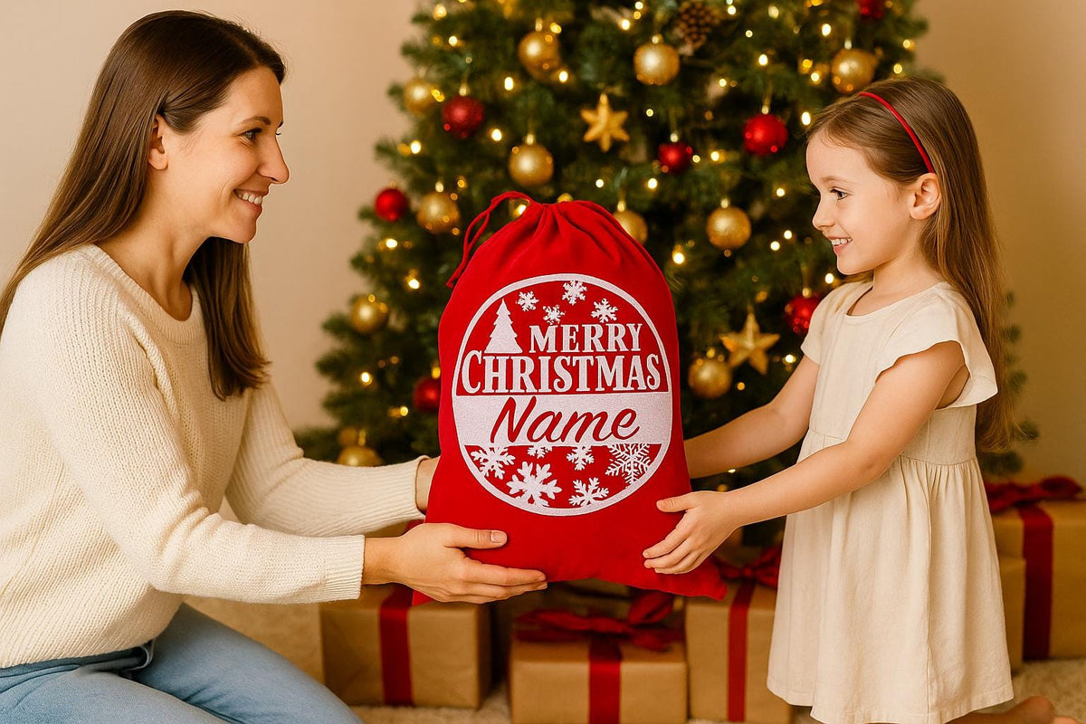 Personalized Velvet Santa Sack | Corporate Christmas Gift Bag