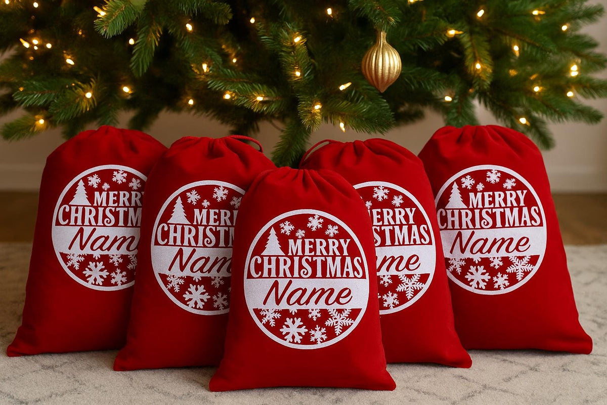 Personalized Velvet Santa Sack | Corporate Christmas Gift Bag