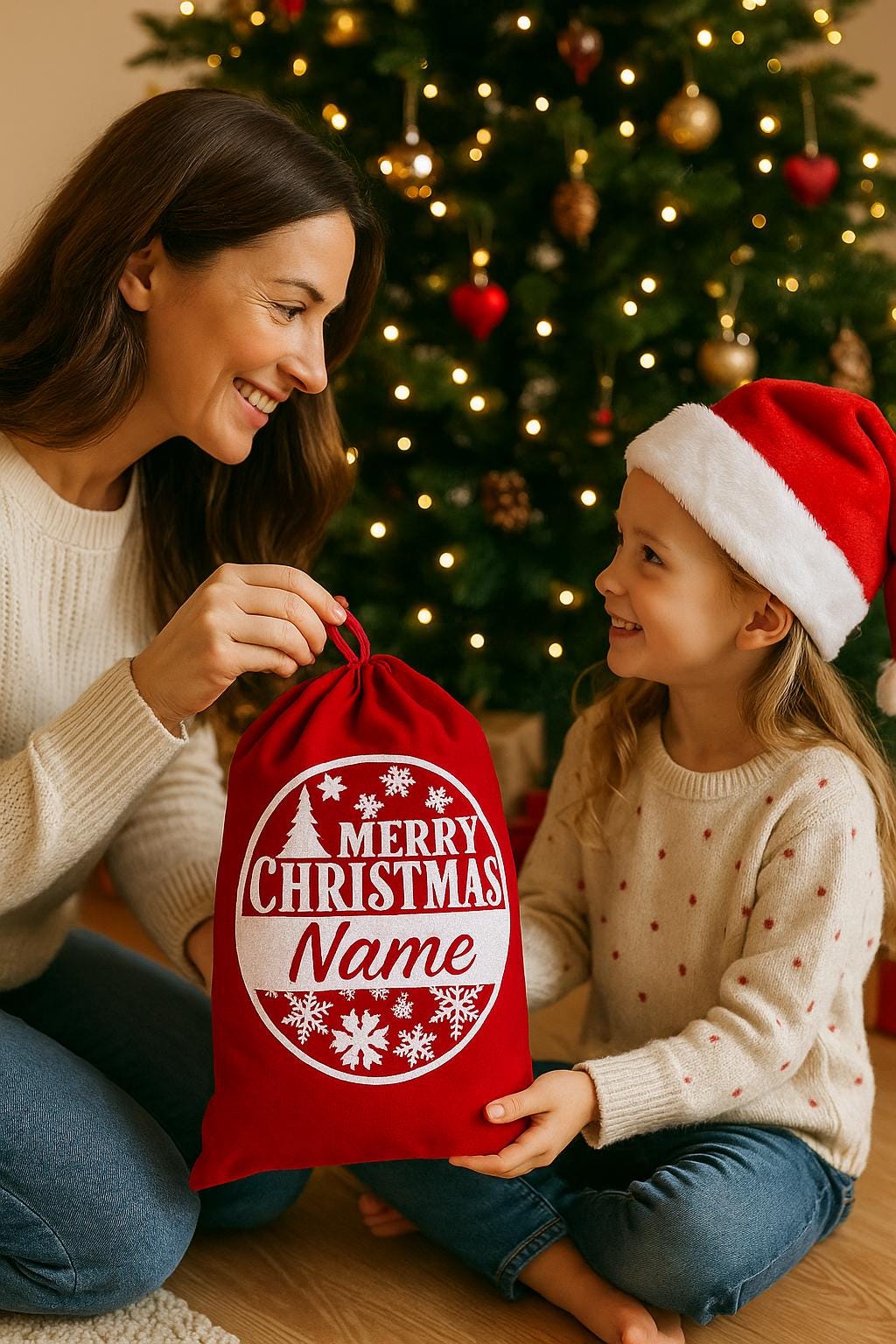 Personalized Velvet Santa Sack | Corporate Christmas Gift Bag