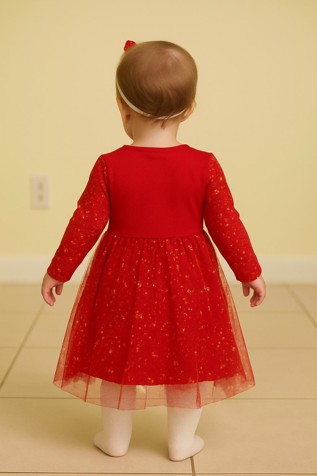 Personalized Santa Baby Dress, Red Holiday Outfit with Bow