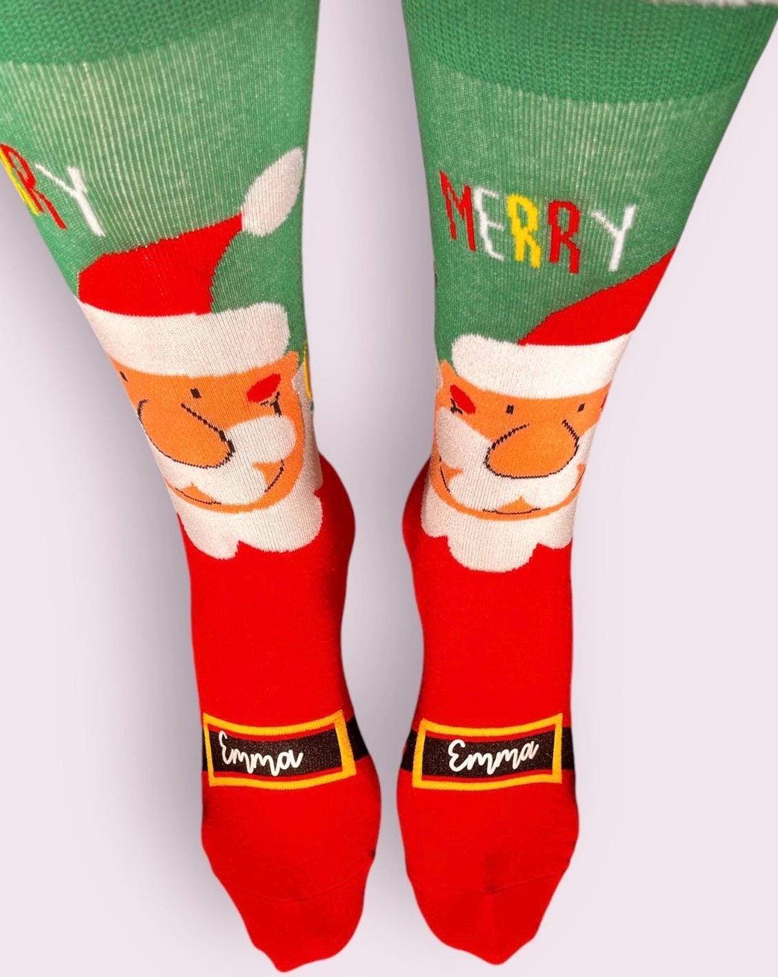 Personalized Santa Socks: Custom Name Christmas Gift