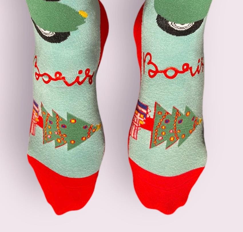 Personalized Santa Socks, Funny Christmas Holiday Crew Socks