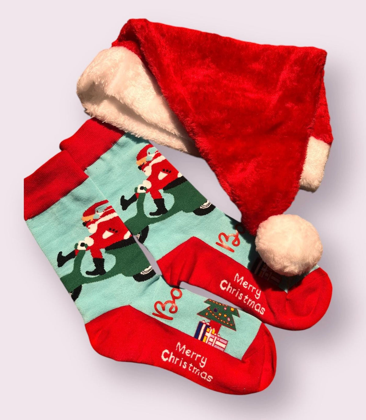 Personalized Santa Socks, Funny Christmas Holiday Crew Socks
