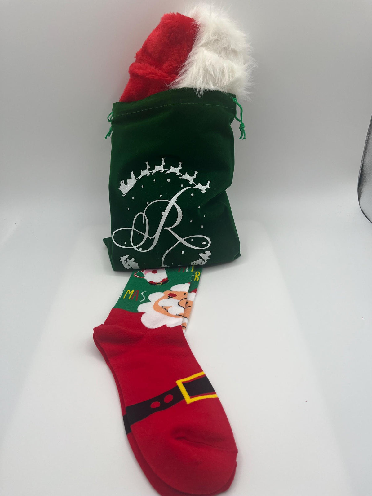 Personalized Santa Socks, Funny Christmas Holiday Crew Socks