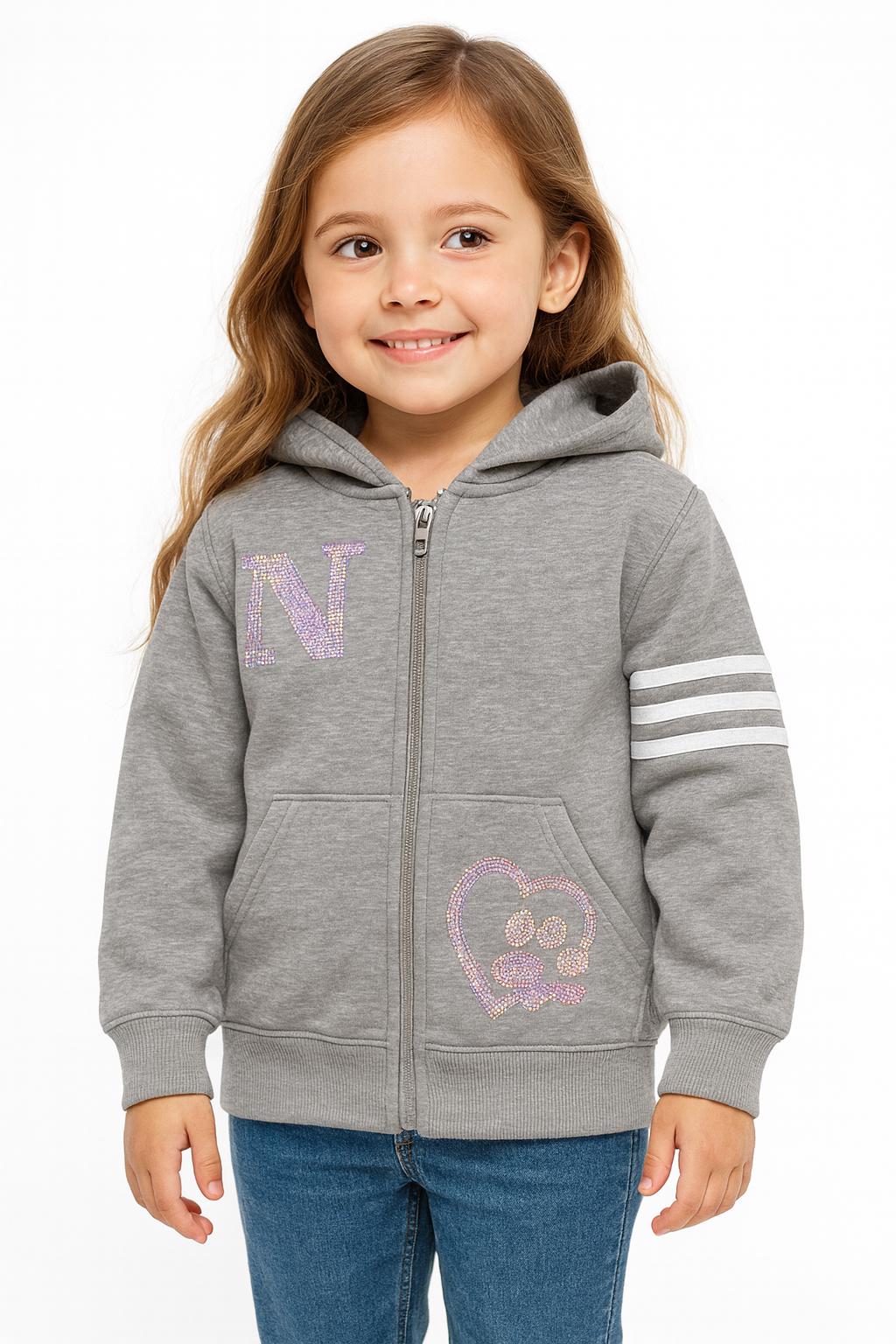 Personalized Girls Hoodie with Rhinestone Wings – Custom Initial Toddler sweatshirt Gift