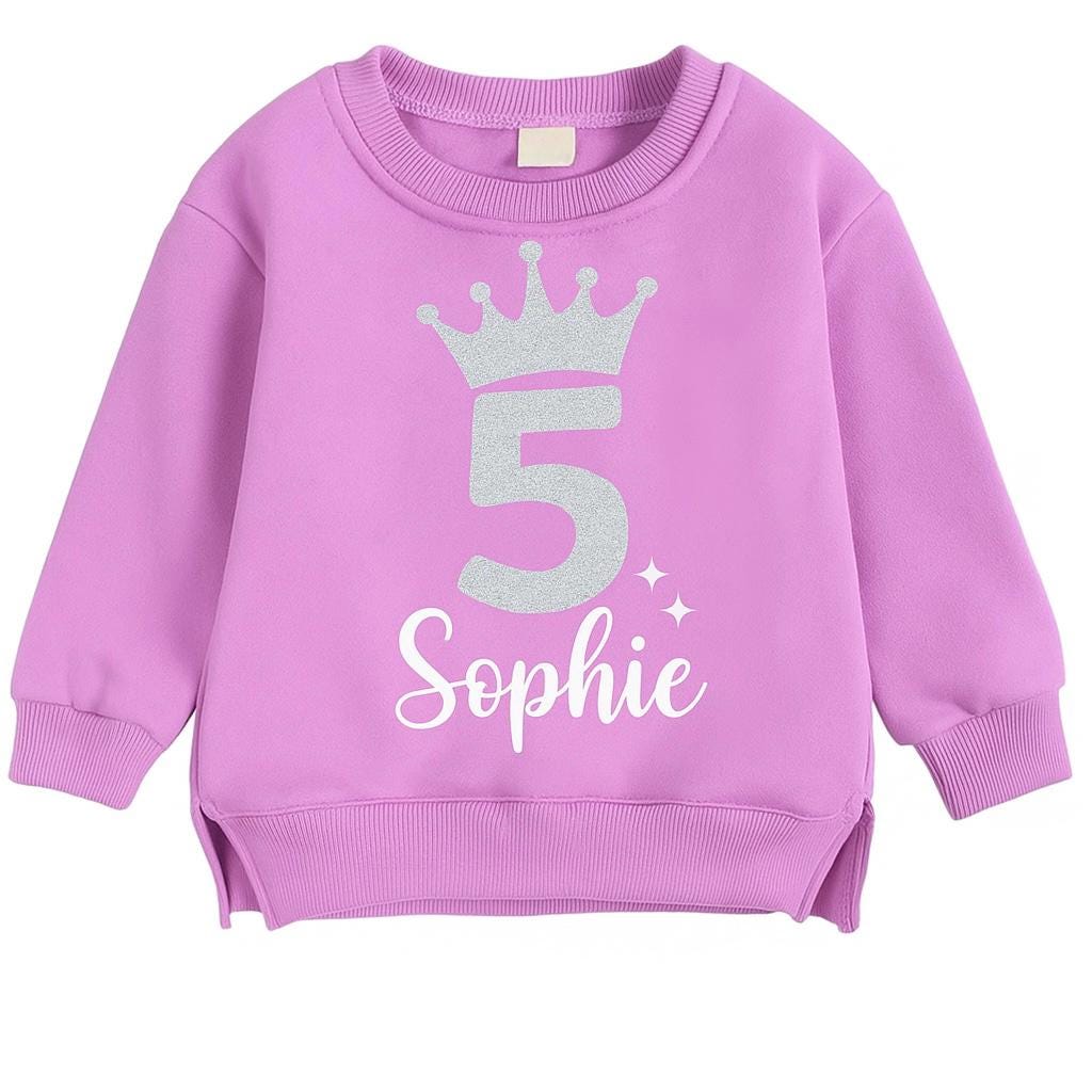 Personalized Girls Birthday Sweatshirt, Custom Name & Age