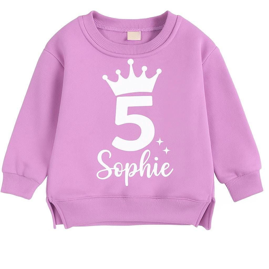 Personalized Girls Birthday Sweatshirt, Custom Name & Age