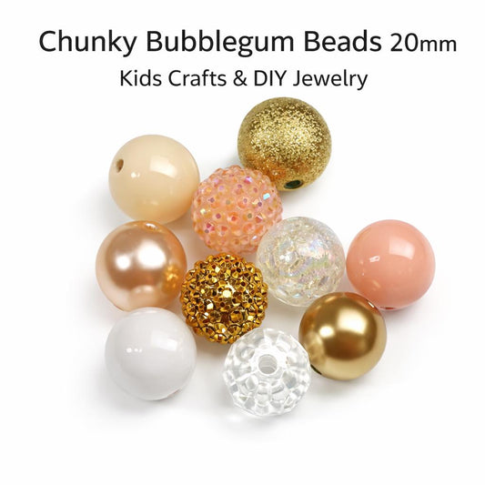 Chunky Acrylic Bubblegum Beads 20mm – DIY Kids Crafts, Jewelry Making (Set of 10)
