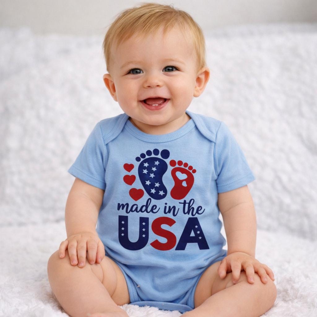 Made in USA Baby Onesie, Patriotic Newborn Bodysuit