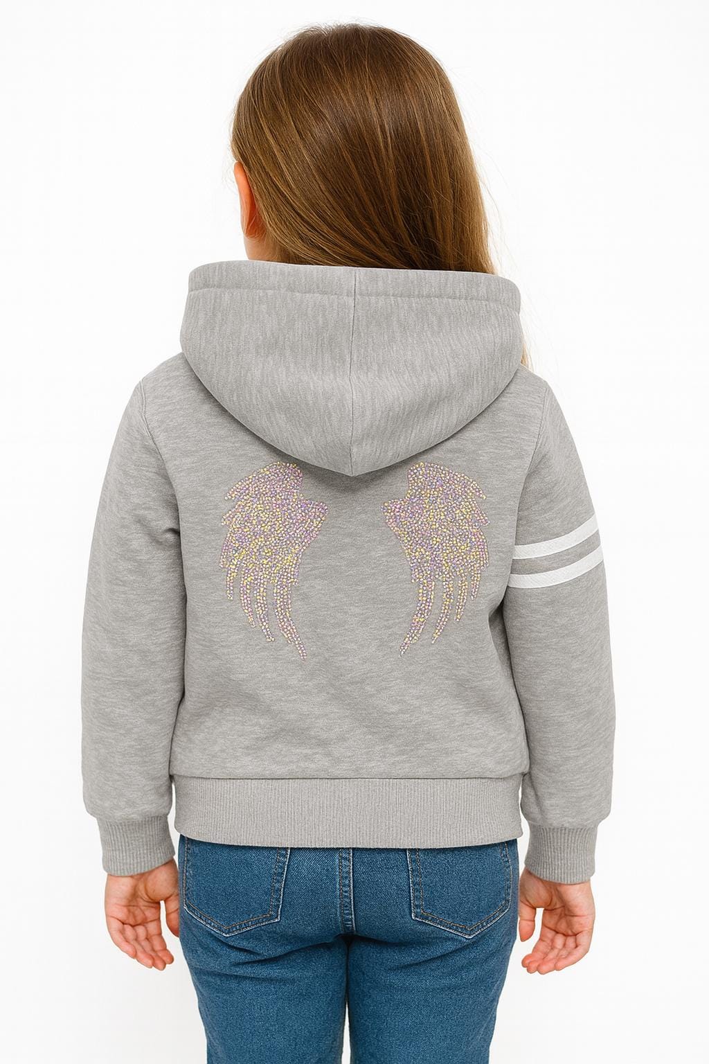 Personalized Girls Hoodie with Rhinestone Wings – Custom Initial Toddler sweatshirt Gift