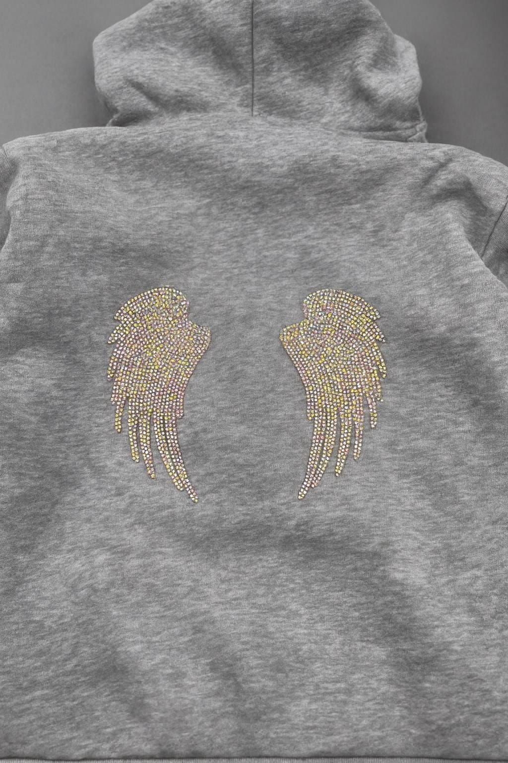 Personalized Girls Hoodie with Rhinestone Wings – Custom Initial Toddler sweatshirt Gift