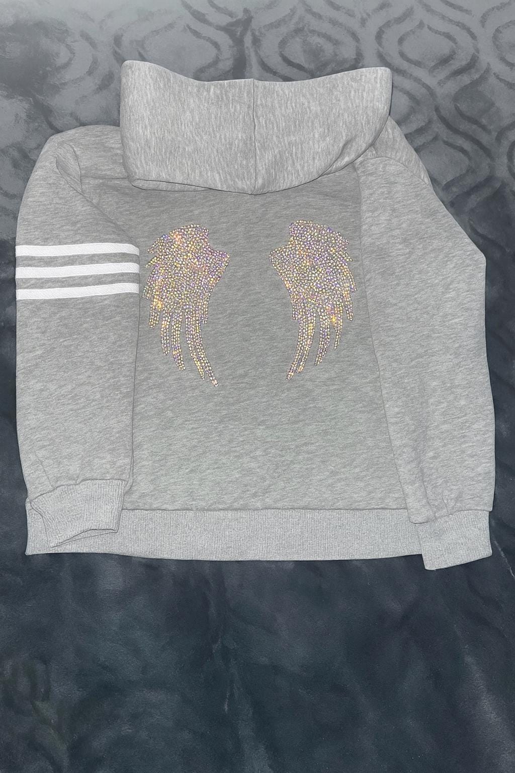 Personalized Girls Hoodie with Rhinestone Wings – Custom Initial Toddler sweatshirt Gift