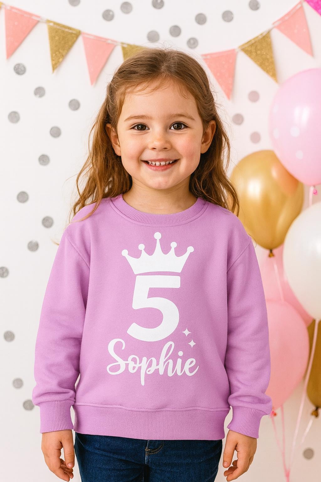 Personalized Girls Birthday Sweatshirt, Custom Name & Age