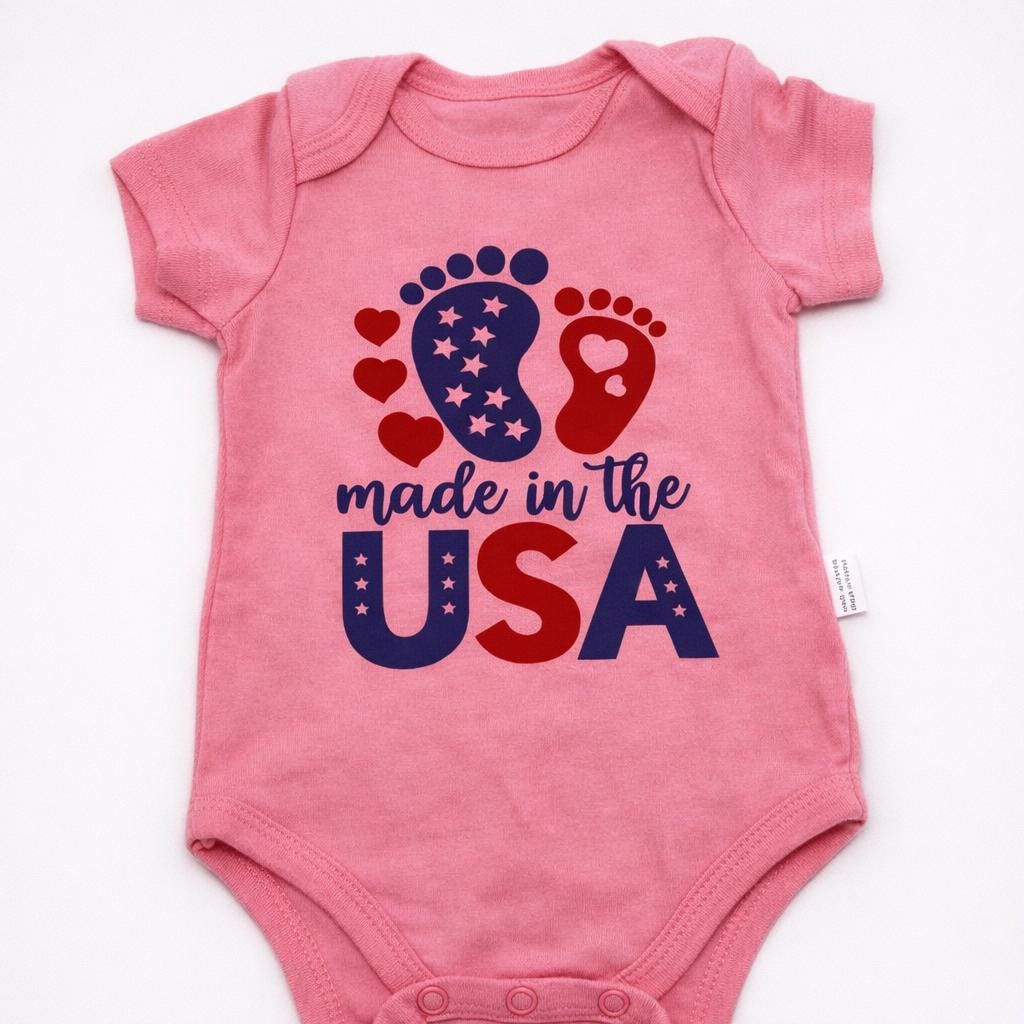 Made in USA Baby Onesie, Patriotic Newborn Bodysuit