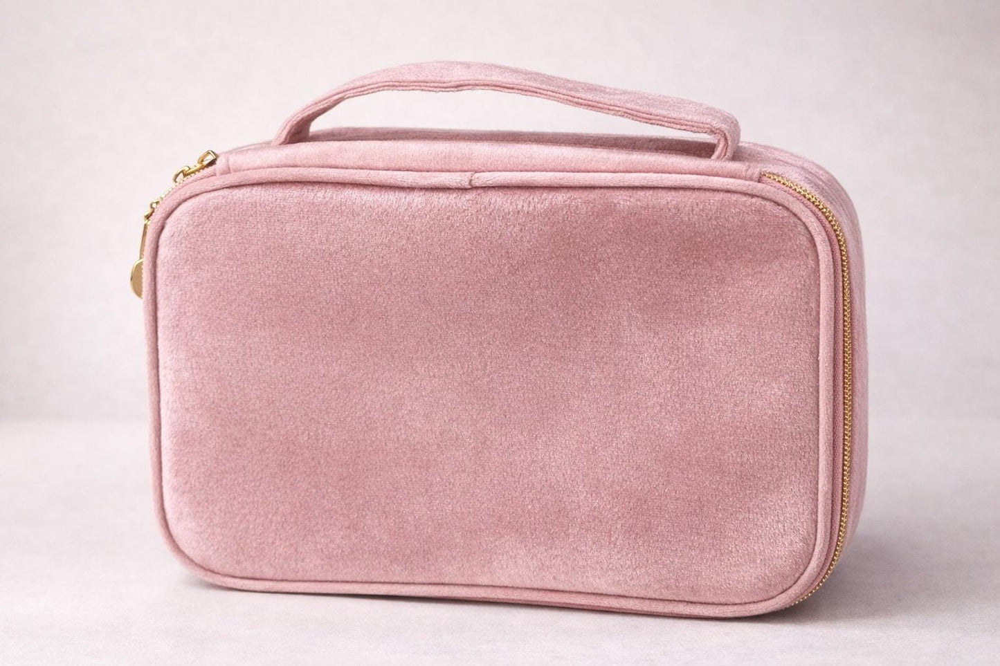 Personalized Velvet Makeup Bag, Rhinestone Heart, Travel Cosmetic Pouch