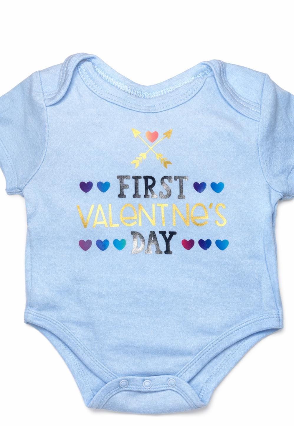 My First Valentine Baby Bodysuit, Cotton Baby Outfit, Newborn Gift, Pink or Blue Onesie