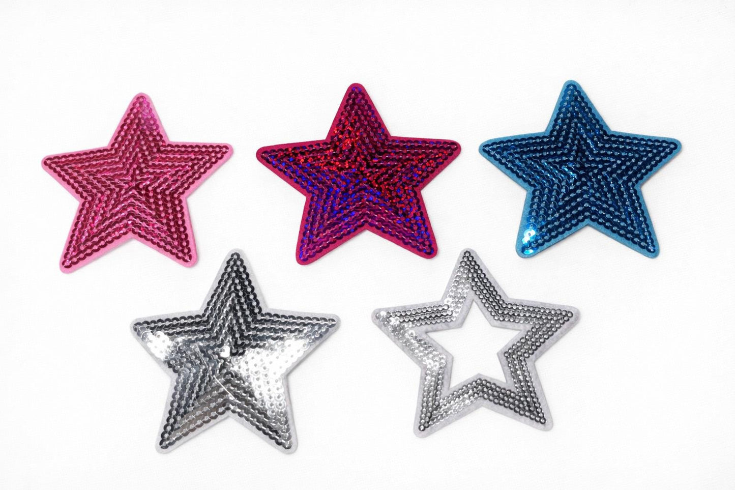 Sequin Heart & Star Iron On Patches, DIY Appliques