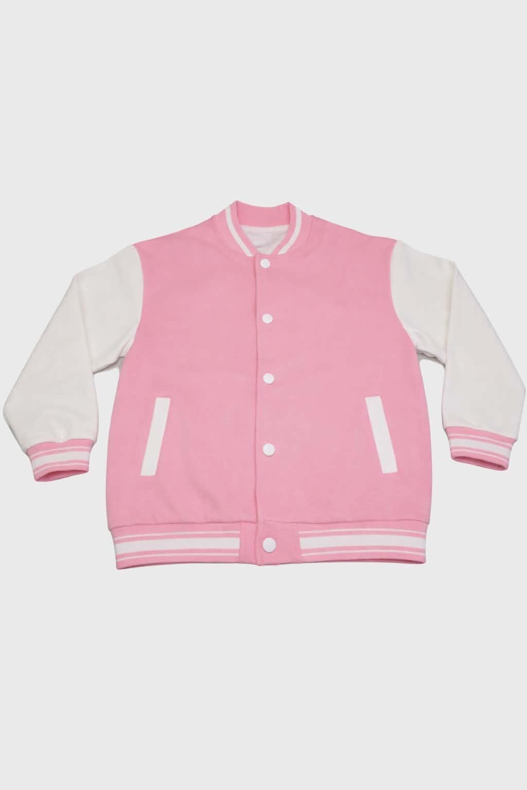 Personalized Kids Varsity Jacket: Custom Name Tennis Letterman Coat – Pink/Blue