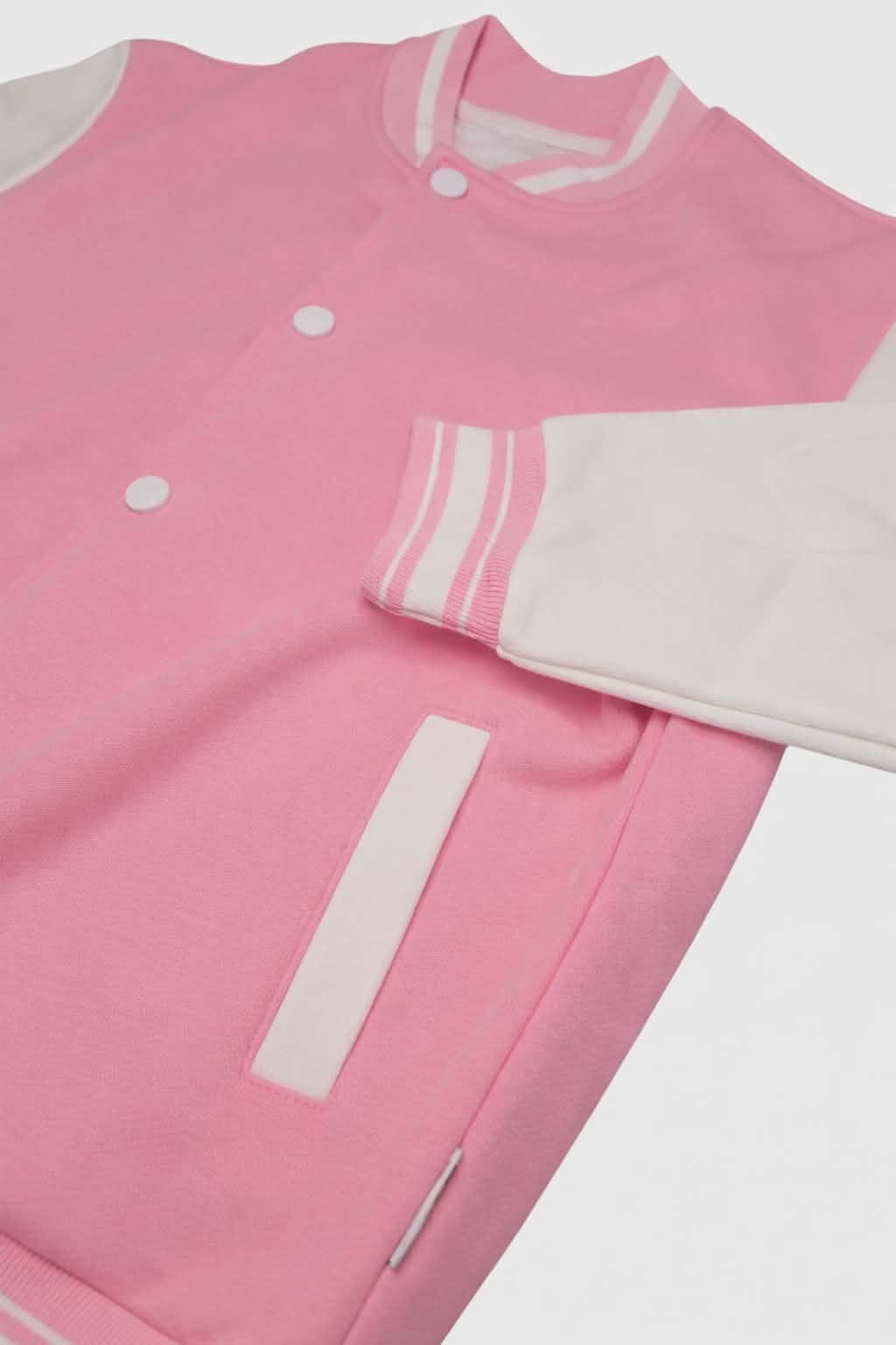 Personalized Kids Varsity Jacket: Custom Name Tennis Letterman Coat – Pink/Blue