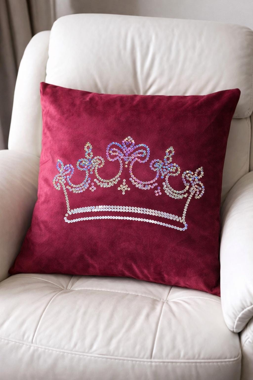 Velvet Crown Pillow Cover | Sparkle Quinceañera Decor, Sweet 15 Gift