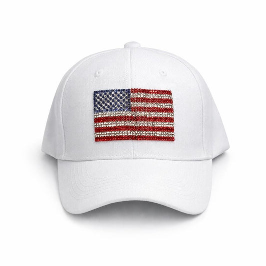 Rhinestone American Flag Baseball Cap, Patriotic USA Hat