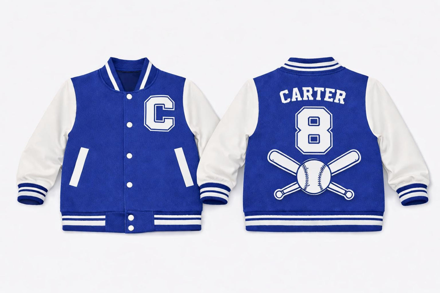 Custom Kids Varsity Jacket, Personalized Name Number Sports Team Apparel