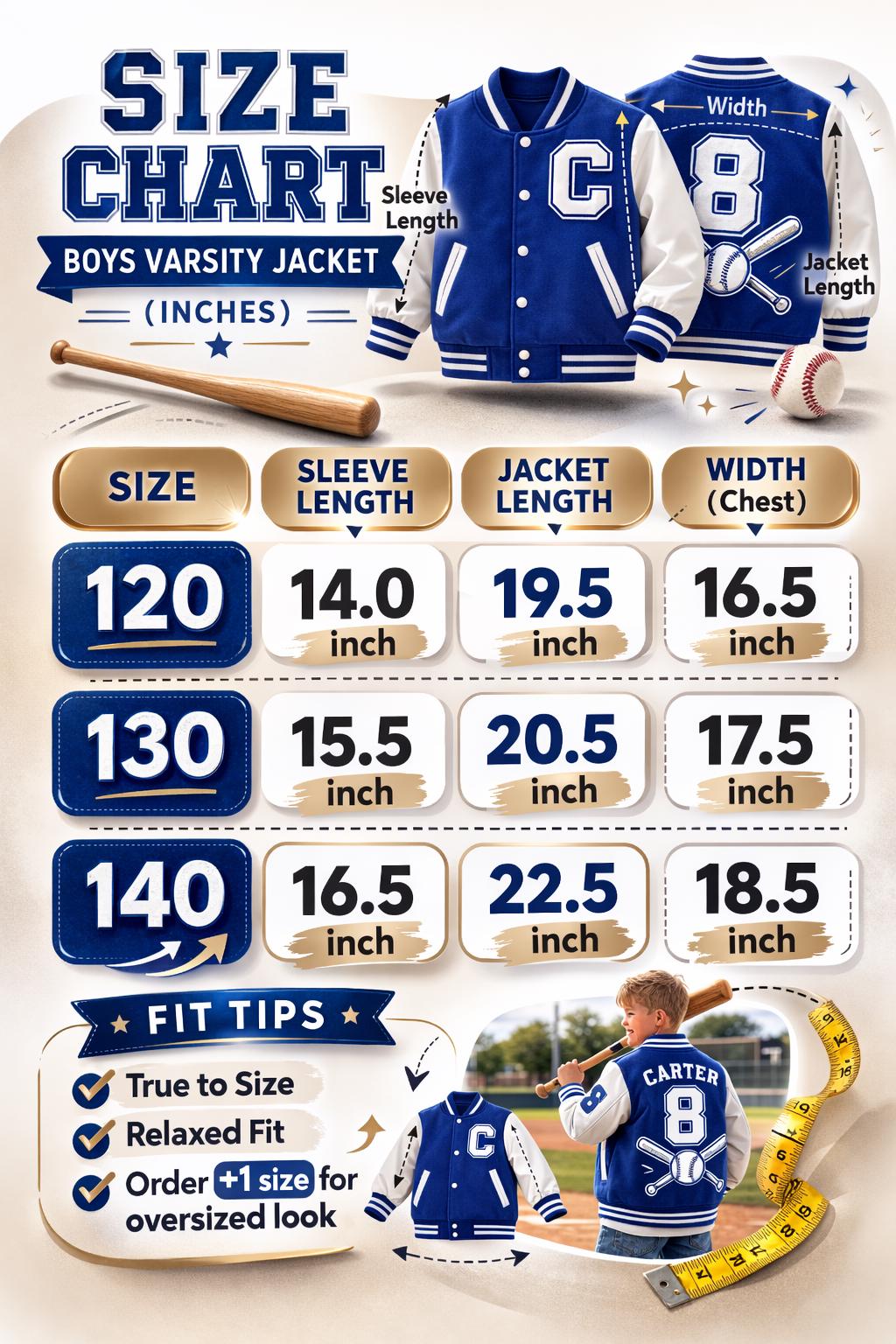 Custom Kids Varsity Jacket, Personalized Name Number Sports Team Apparel