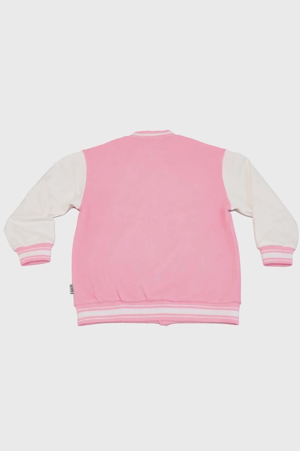 Personalized Kids Varsity Jacket: Custom Name Tennis Letterman Coat – Pink/Blue