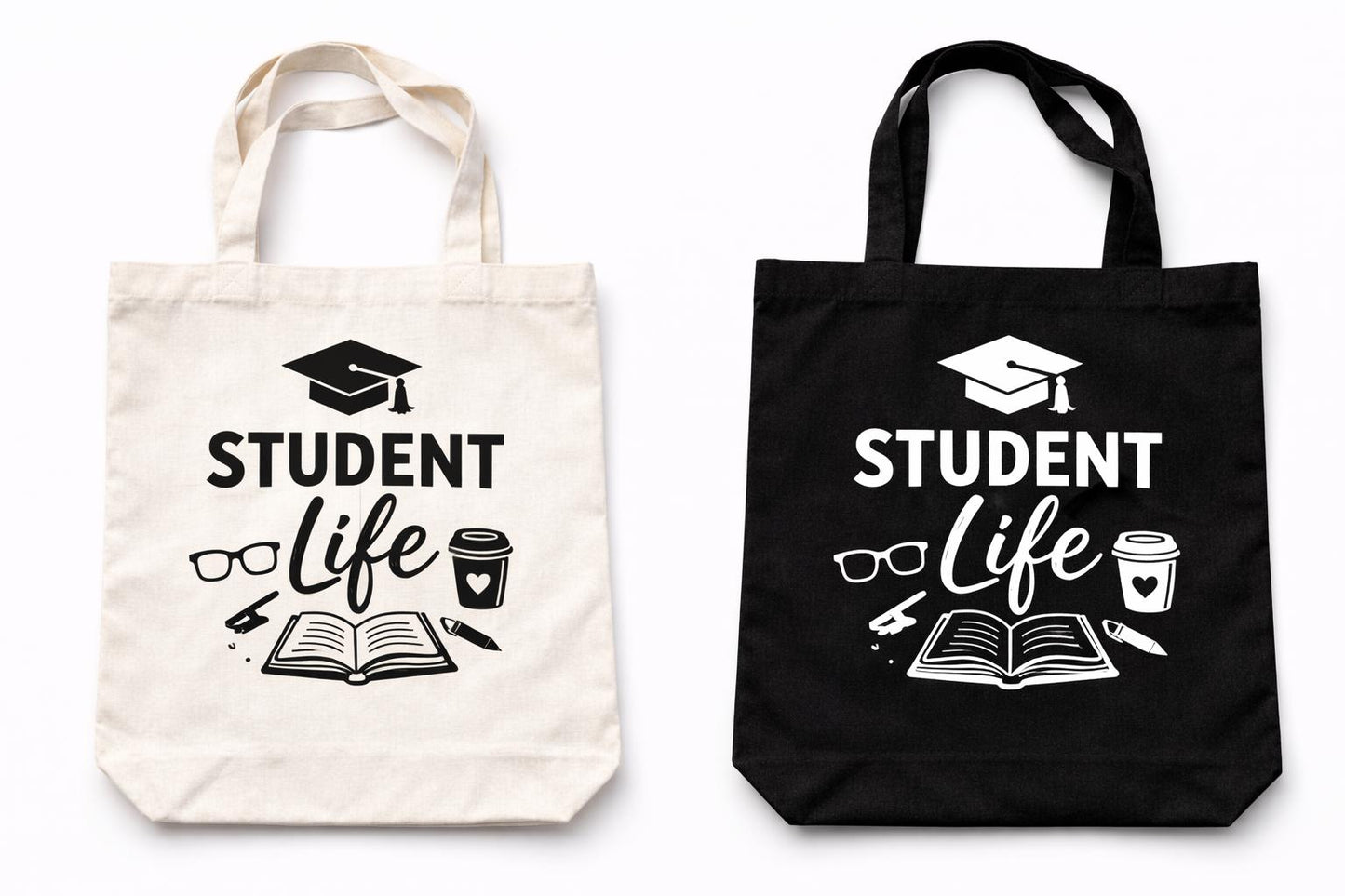 Student Life Canvas Tote Bag | Book Lover, Teacher, Library Bag