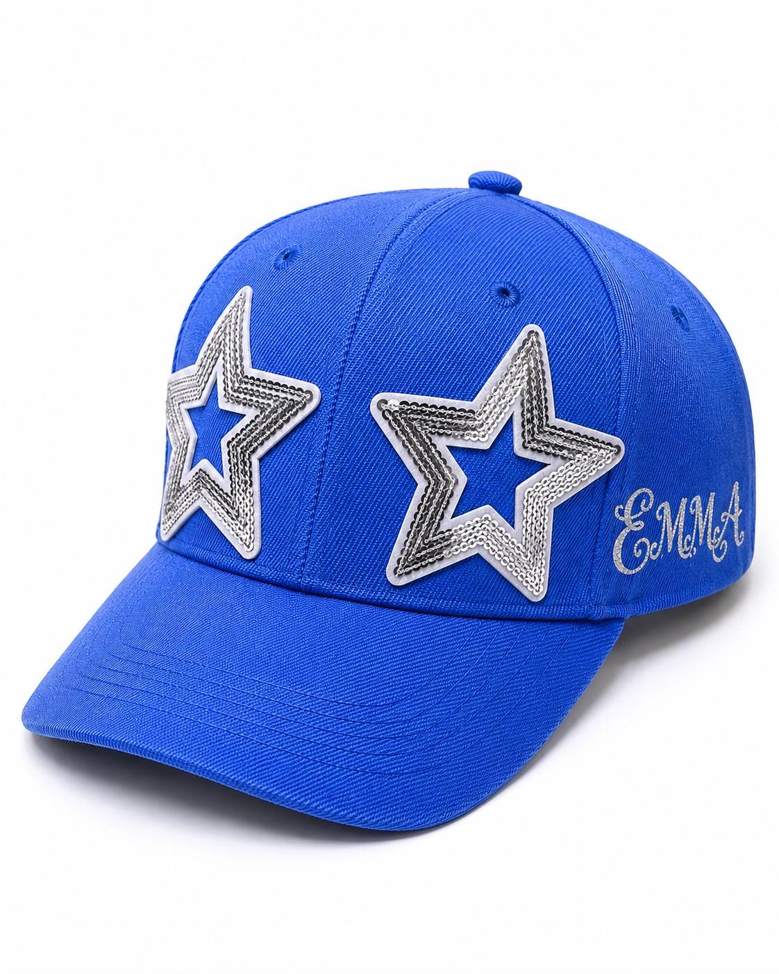 Personalized Sequin Star Baseball Cap, Custom Name Glitter Hat, Girls Tween Teen Pink Blue