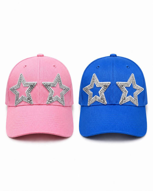 Personalized Sequin Star Baseball Cap, Custom Name Glitter Hat, Girls Tween Teen Pink Blue