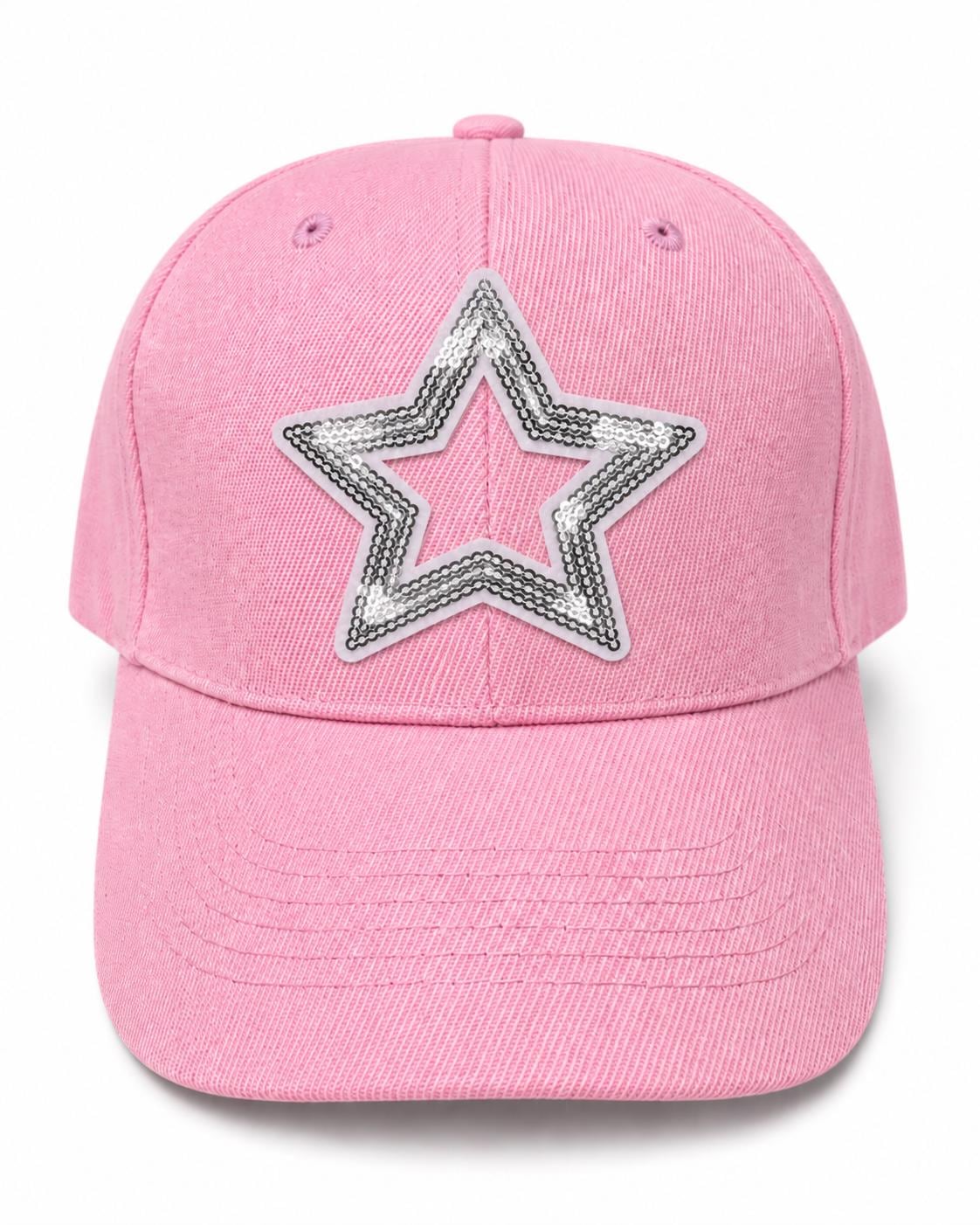 Sequin Star Baseball Cap, Pink Blue Sparkle Hat, Trendy Teen Fashion Accessory