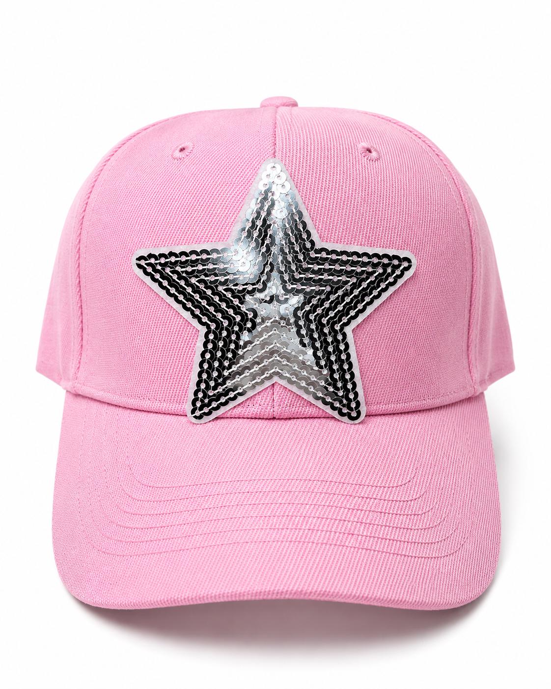 Sequin Star Baseball Cap, Pink Blue Sparkle Hat, Trendy Teen Fashion Accessory