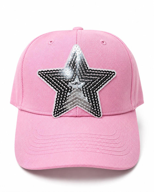 Sequin Star Baseball Cap, Pink Blue Sparkle Hat, Trendy Teen Fashion Accessory