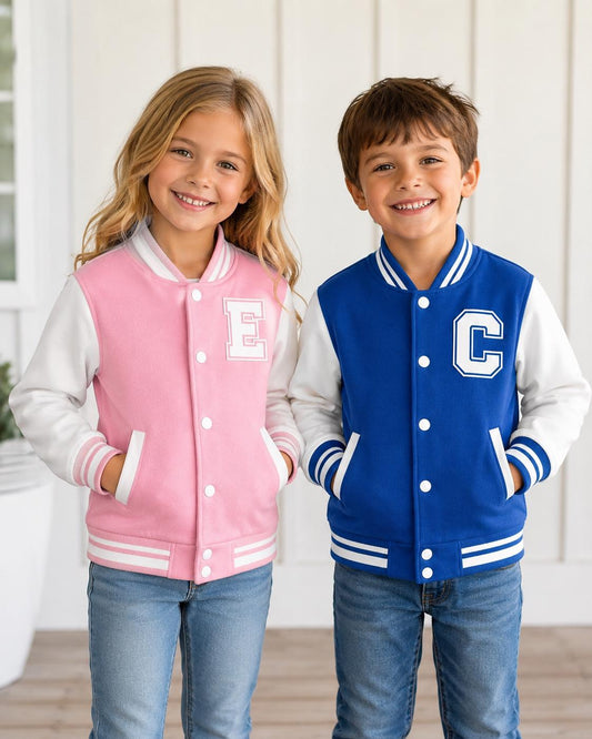 Custom Kids Varsity Jacket, Personalized Name Number Sports Team Apparel